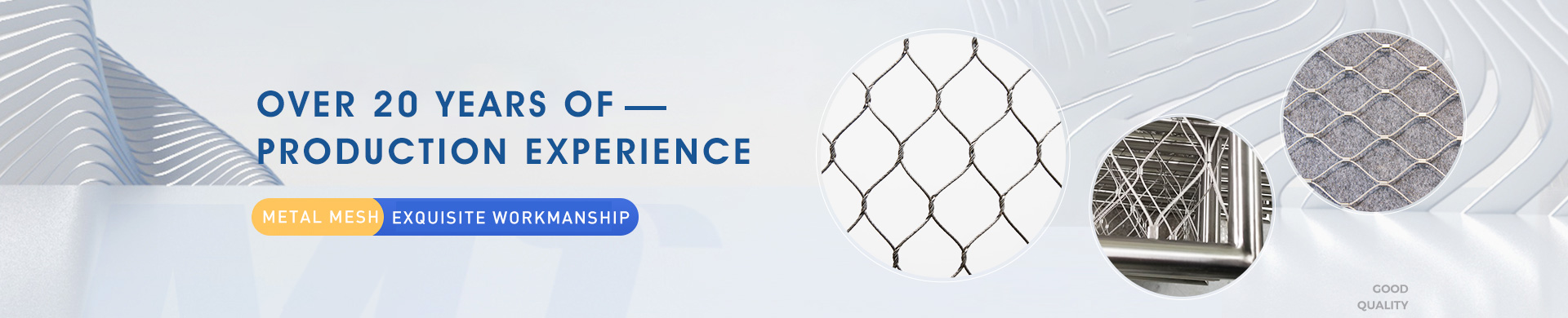 Stainless steel rope mesh for architectural applications