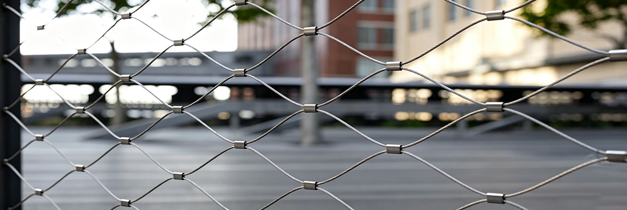 Stainless steel rope mesh for architectural applications